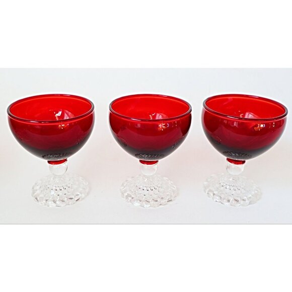 5 Royal Ruby Boopie Glasses Glass Stemware 1950's Vintage Anchor Hocking Barware - Picture 3 of 5
